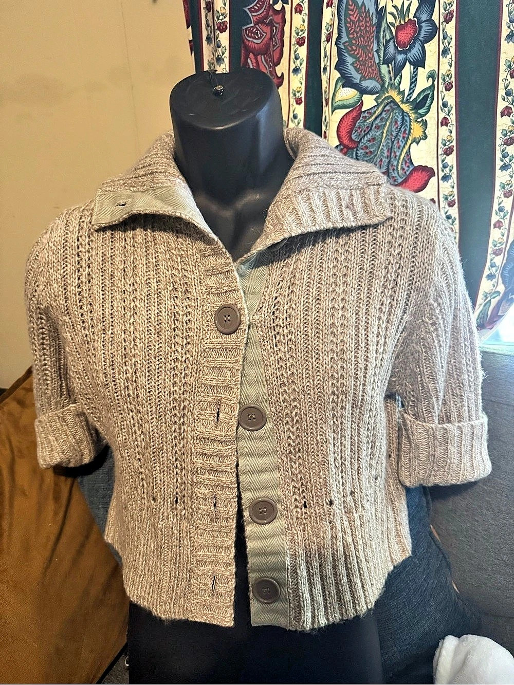 It's Our Time Knit Button-Front Cardigan Brown XL